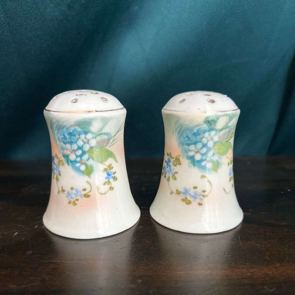 1940s Takito Japan Hand Painted Floral Salt and Pepper Shakers
